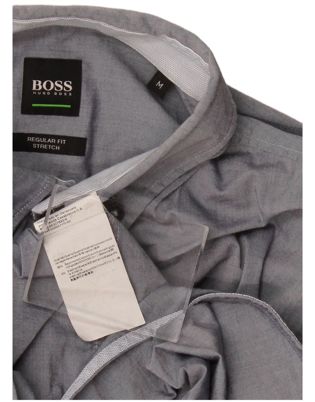 Camisa masculina de ajuste regular HUGO BOSS de algodão azul marinho médio