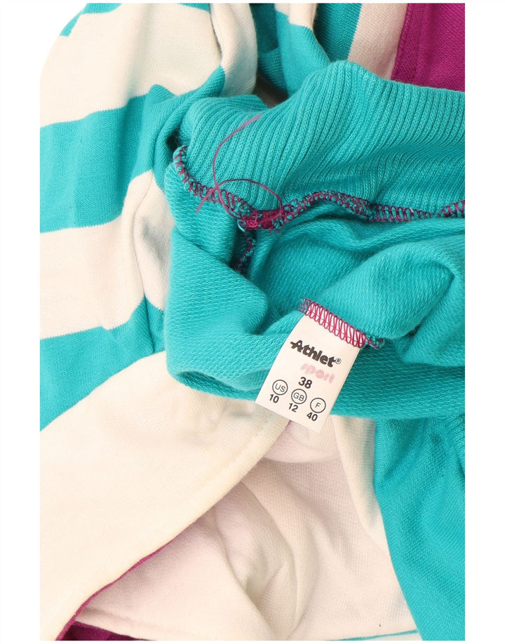 Suéter gráfico feminino vintage UK 12 bloco colorido azul médio