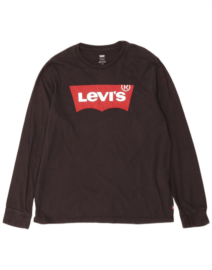 Top gráfico masculino Levi's Standard Fit manga comprida grande algodão preto