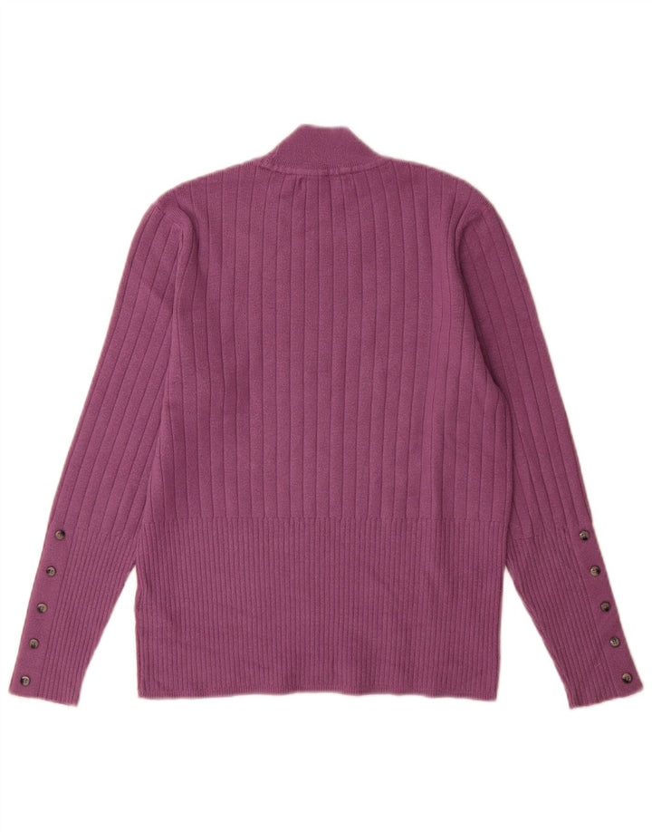 Suéter feminino Marks & Spencer com gola tartaruga Reino Unido 14 grande roxo