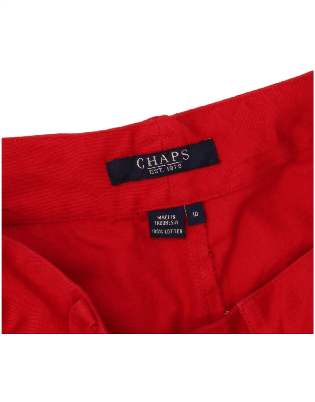 Shorts casual feminino Chaps US 10 grande W32 algodão vermelho