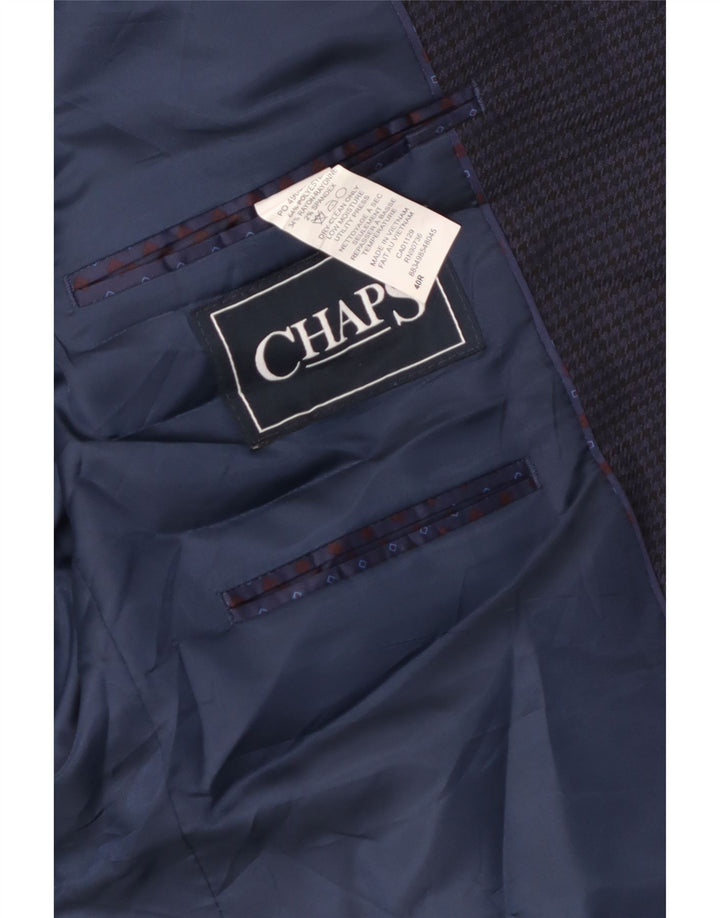 Jaqueta blazer masculina Chaps com 2 botões Reino Unido 40 médio azul marinho Houndstooth