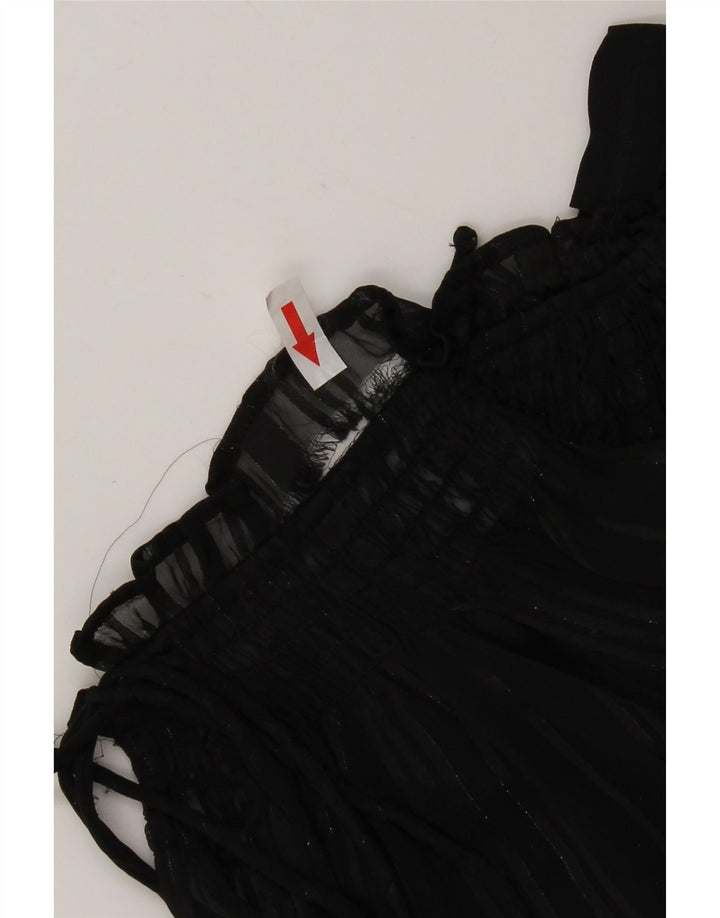 Marks & Spencer Top feminino de manga comprida grande transparente Reino Unido 6 XS preto