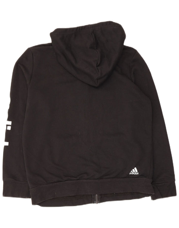 Suéter feminino Adidas com capuz e zíper gráfico UK 20/22 XL algodão preto
