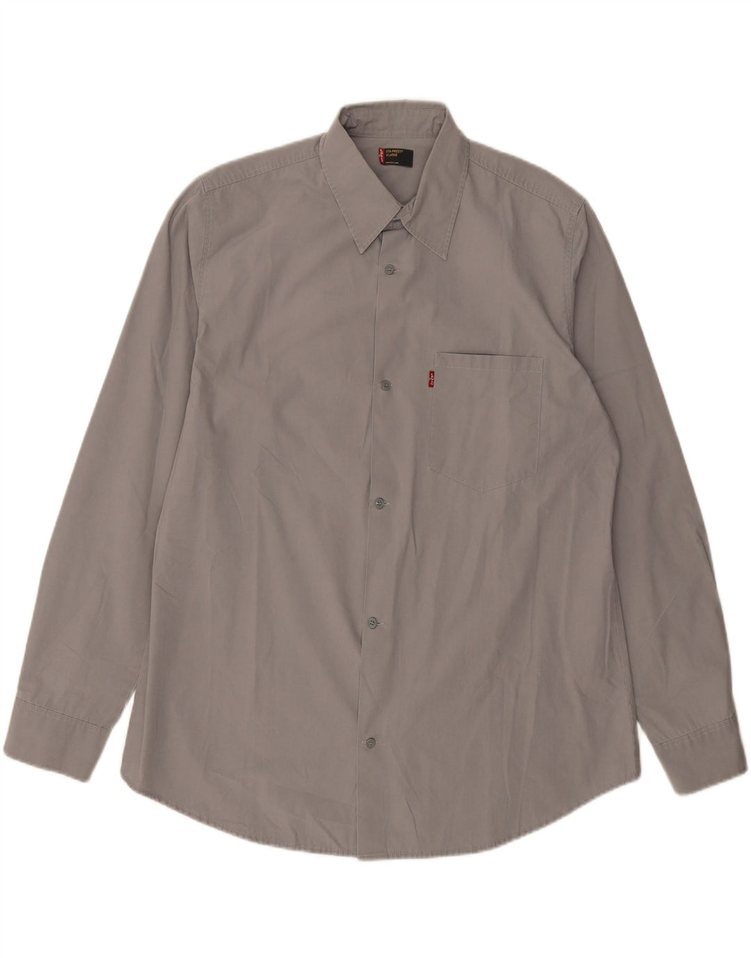 LEVI'S Mens Sta-Prest Shirt XL Grey Cotton Vintage Levi's and Second-Hand Levi's from Messina Hembry 