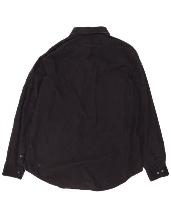 Camisa masculina de veludo Calvin Klein tamanho 16 1/2 grande algodão preto