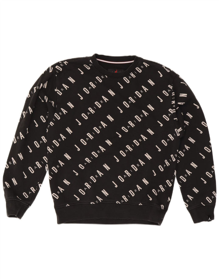 Jordan Mens Graphic Moletom Jumper Pequeno Algodão Preto