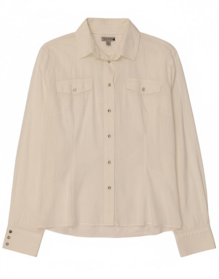Blusa feminina Murphy & Nye UK 16 grande algodão branco