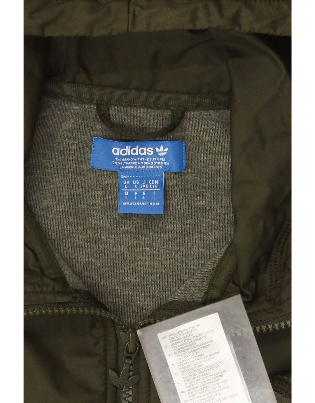 Adidas Mens Zip Hoodie Suéter Grande Verde Poliéster