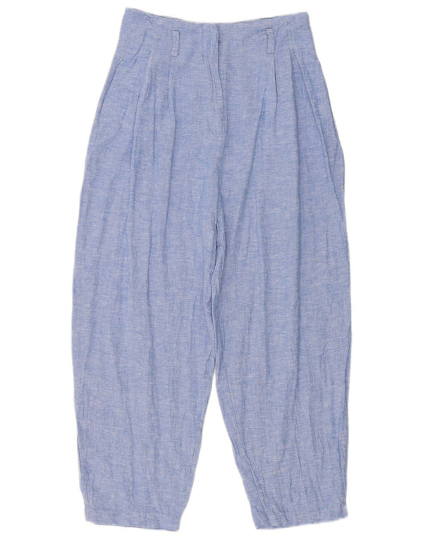 Zara Calça feminina folgada cintura alta casual pequena W27 L25 azul manchada