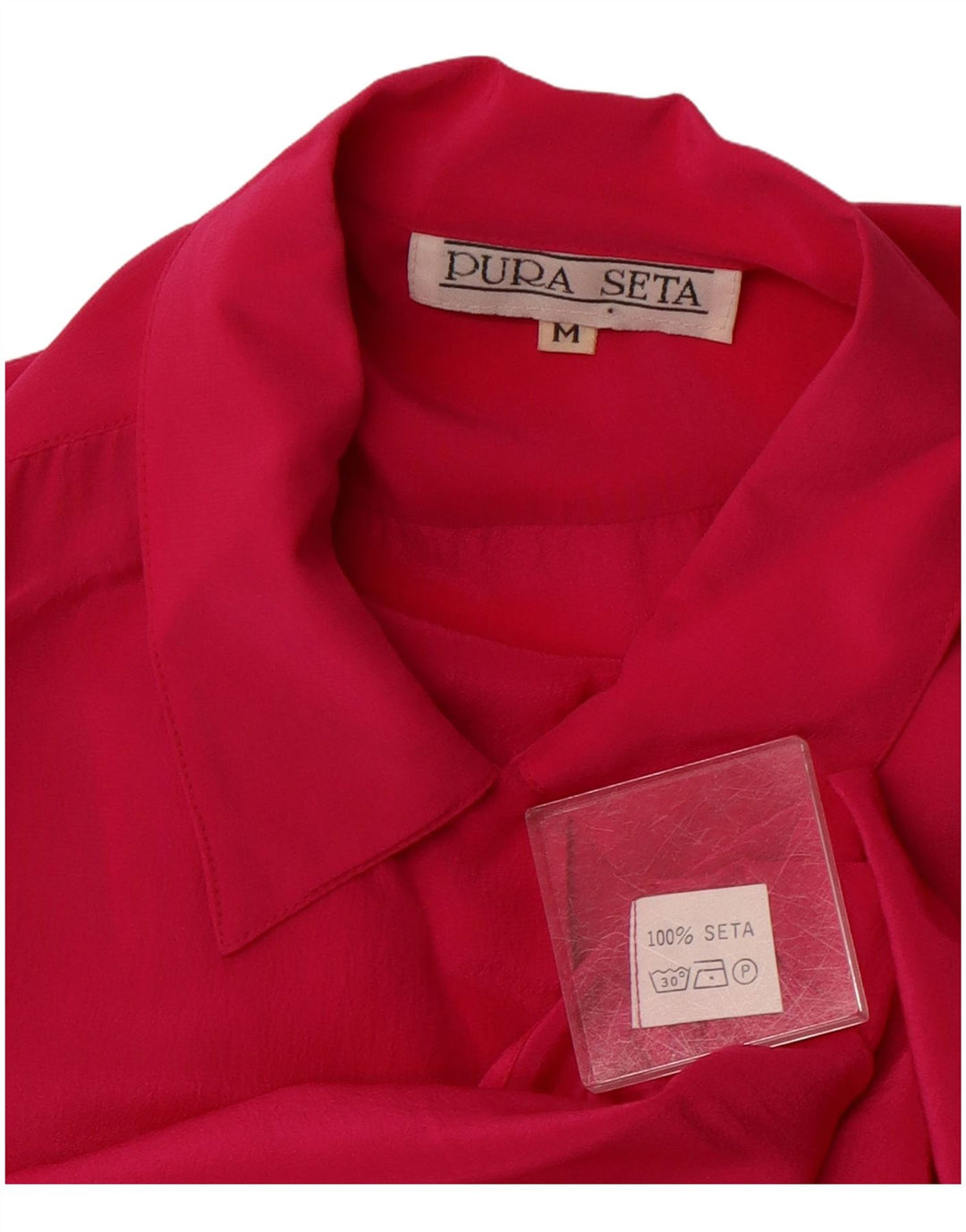 Blusa feminina VINTAGE Reino Unido 14 seda rosa médio