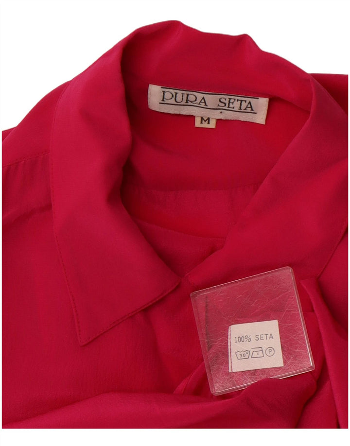 Blusa feminina VINTAGE Reino Unido 14 seda rosa médio