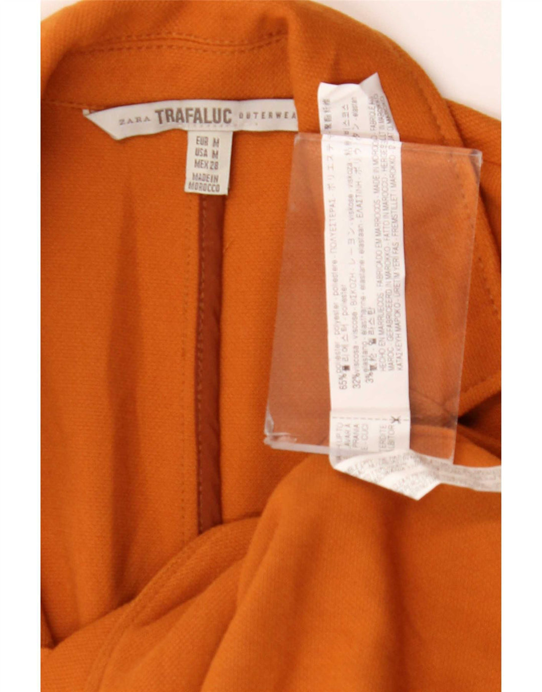 Zara Mulher Trafaluc Longline Gilet UK 12 Poliéster Laranja Médio