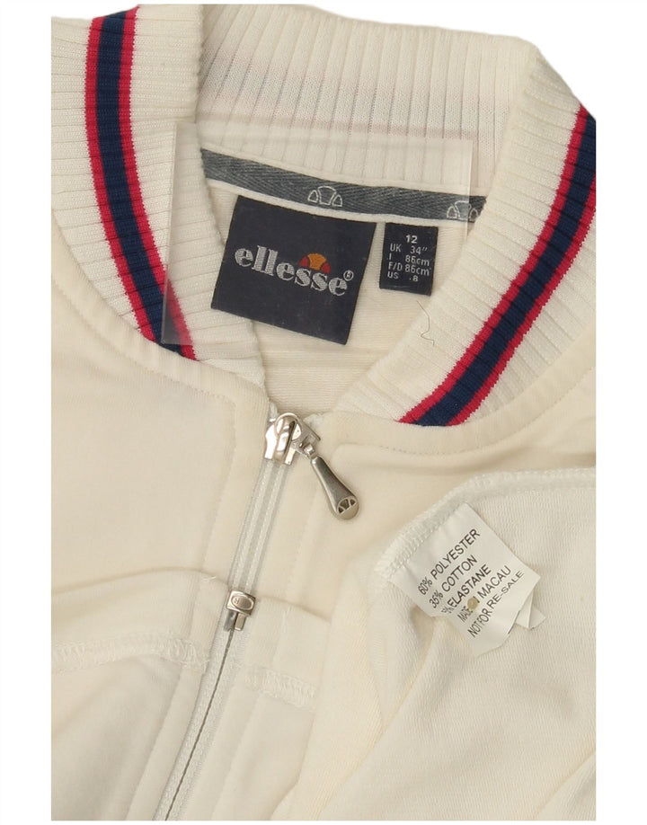 Jaqueta feminina ELLESSE Crop Tracksuit UK 12 Médio Off White Poliéster
