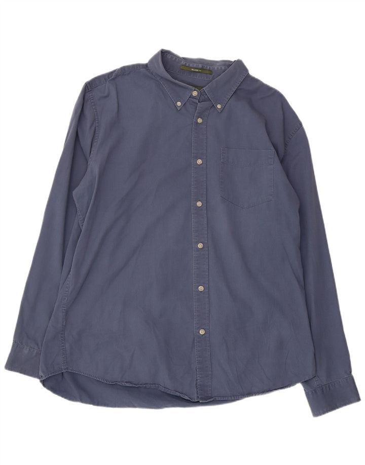 Eddie Bauer Camisa masculina de ajuste relaxado grande algodão azul