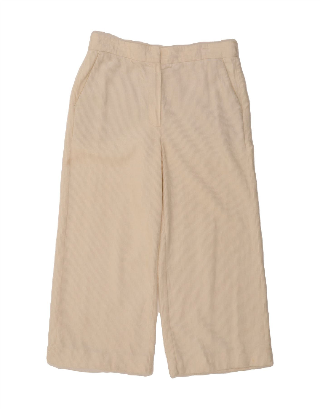 MASSIMO DUTTI Womens Wide Leg Cropped Trousers EU 40 Medium W30 L24 White Vintage Massimo Dutti and Second-Hand Massimo Dutti from Messina Hembry 