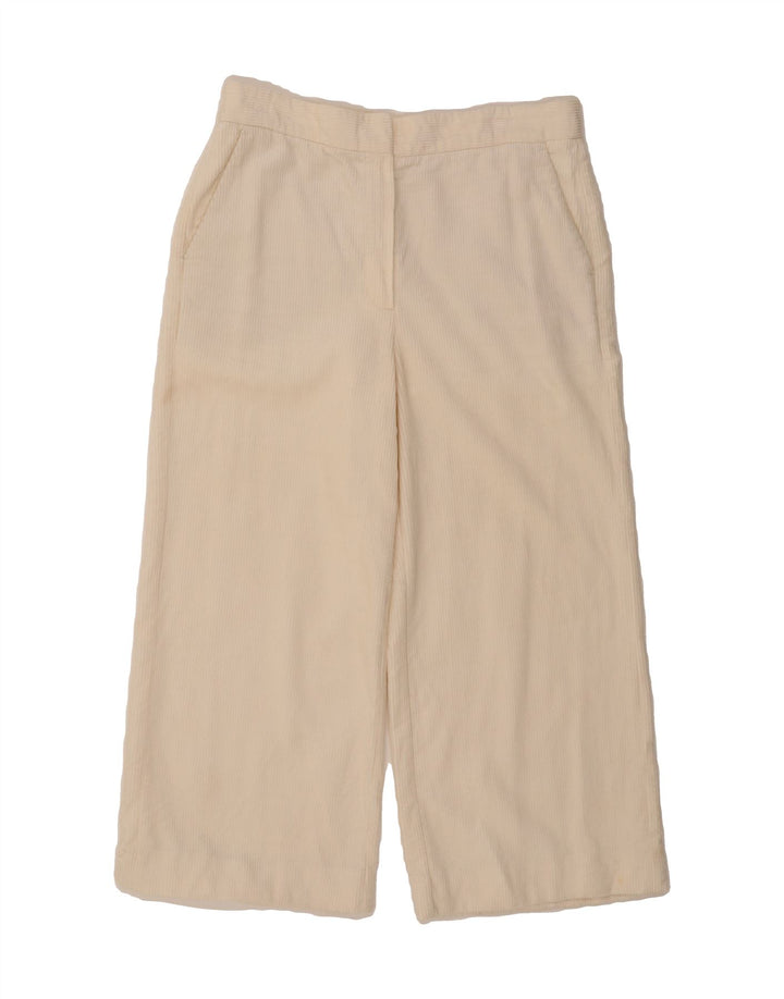 MASSIMO DUTTI Womens Wide Leg Cropped Trousers EU 40 Medium W30 L24 White Vintage Massimo Dutti and Second-Hand Massimo Dutti from Messina Hembry 