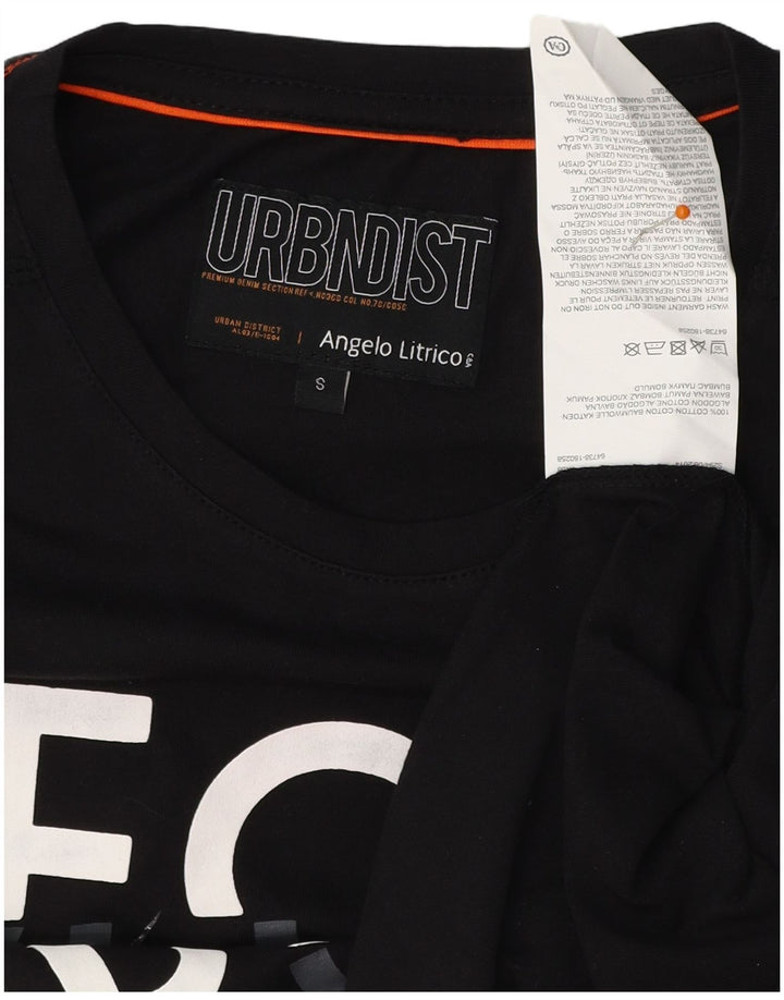 ANGELO LITRICO Camiseta masculina gráfica top pequeno algodão preto
