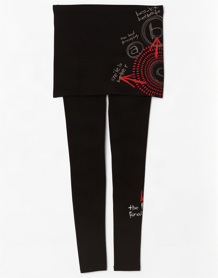 Desigual Leggings Gráficos Femininos UK 10 Pequenos Pretos Geométricos