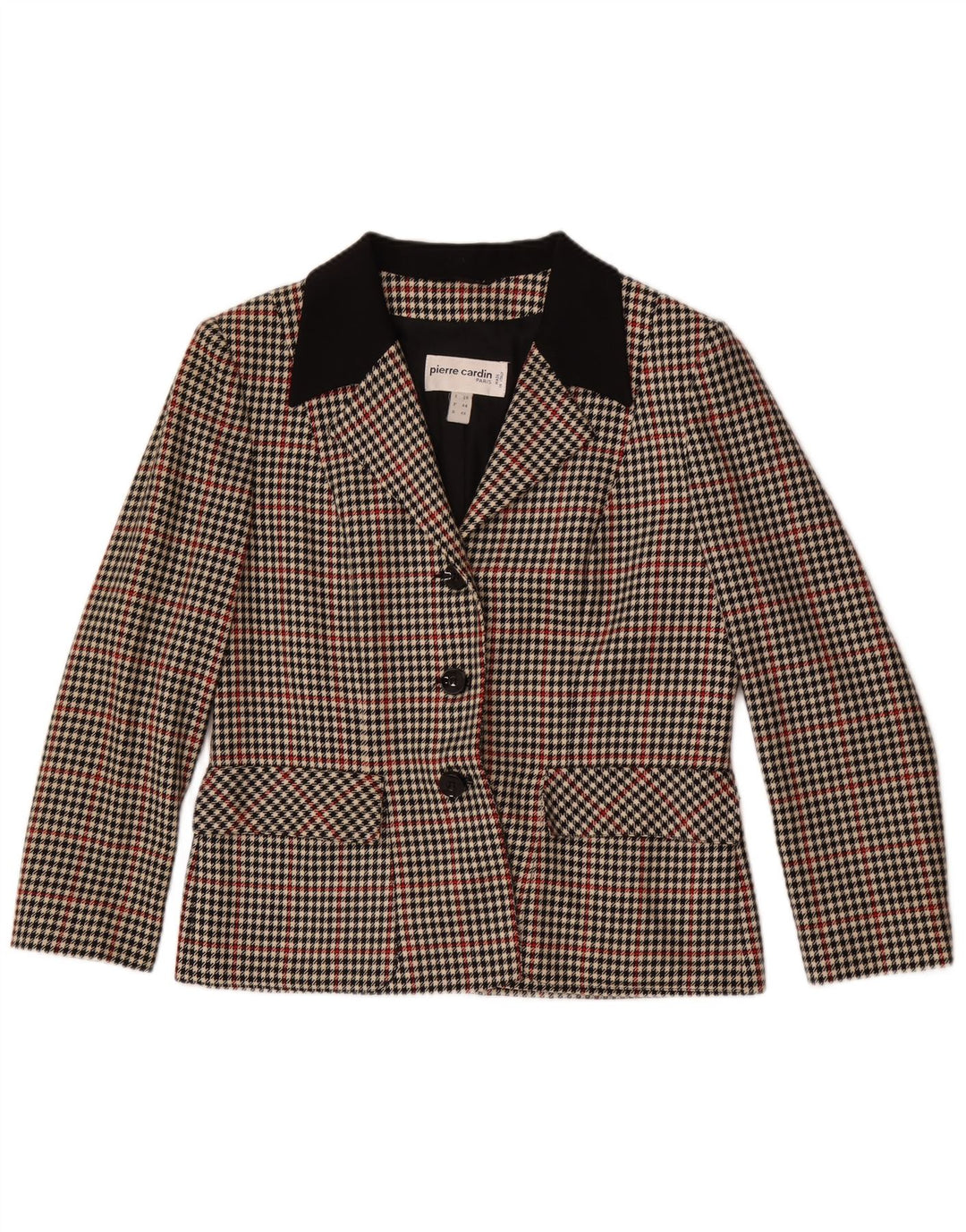 Jaqueta blazer feminina Pierre Cardin com 3 botões IT 48 XL marrom xadrez lã