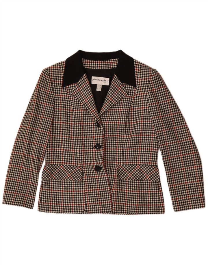 Jaqueta blazer feminina Pierre Cardin com 3 botões IT 48 XL marrom xadrez lã