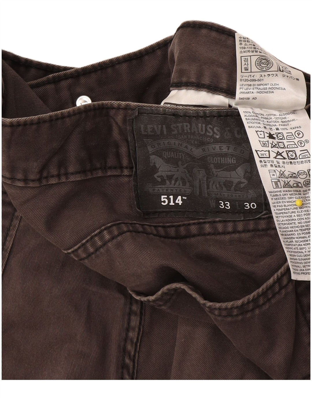 Levi's Masculino 514 Straight Jeans W33 L30 Cinza Algodão