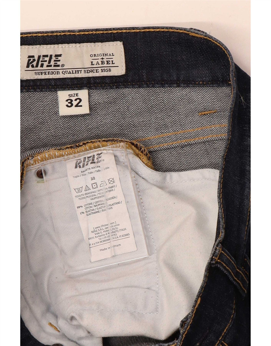 Rifle Masculino Slim Jeans W32 L31 Azul Marinho Algodão