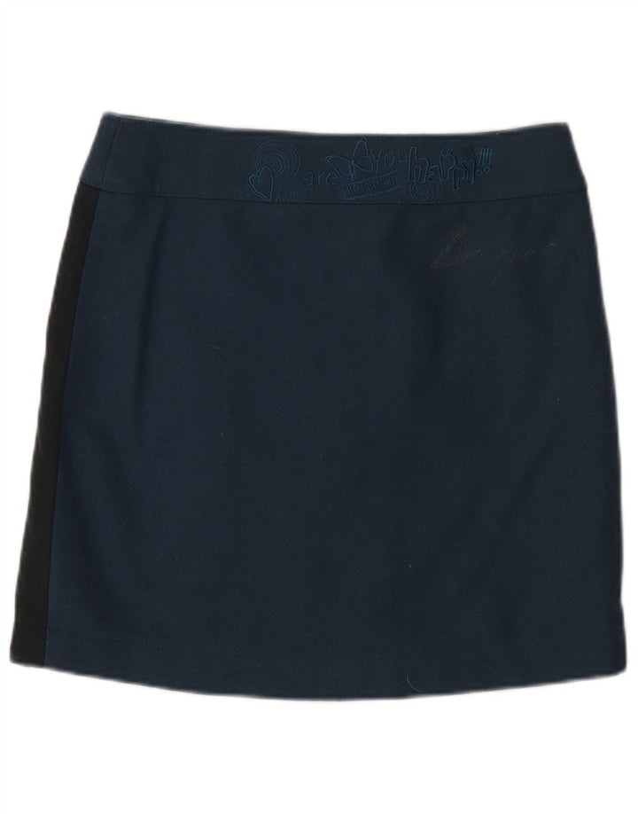 Saia feminina Desigual A-Line EU 38 Médio W32 Azul Marinho Geométrico