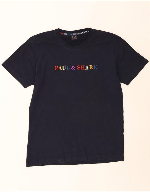 Camiseta gráfica masculina PAUL & SHARK Top XL algodão azul marinho