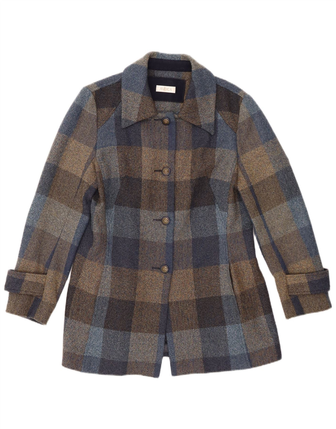 Sobretudo feminino AVOCA UK 14 xadrez azul médio