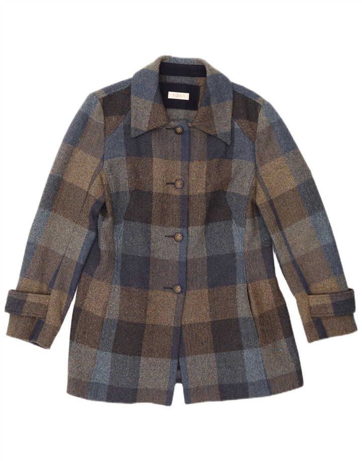 Sobretudo feminino AVOCA UK 14 xadrez azul médio