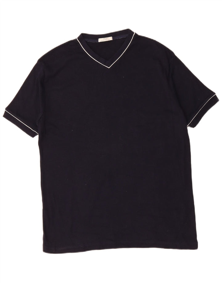 Camiseta masculina MARKS & SPENCER grande algodão azul marinho