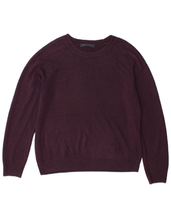 Suéter feminino Marks & Spencer com gola canoa Reino Unido 14 acrílico roxo médio