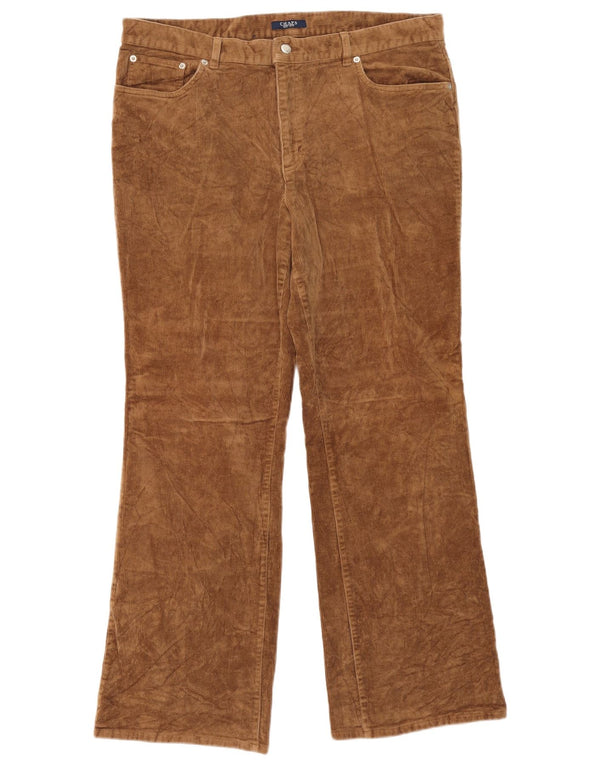 Calça feminina de veludo cotelê Chaps US 16 2XL W36 L30 algodão bege