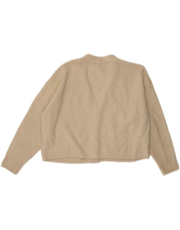 Suéter cardigã feminino Zara crop oversized UK 10 pequeno off white lã