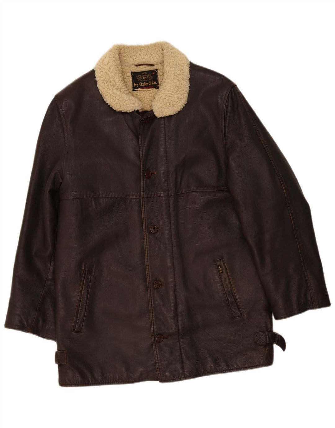 Jaqueta de couro masculina Ivy Oxford Reino Unido 36 pequena marrom