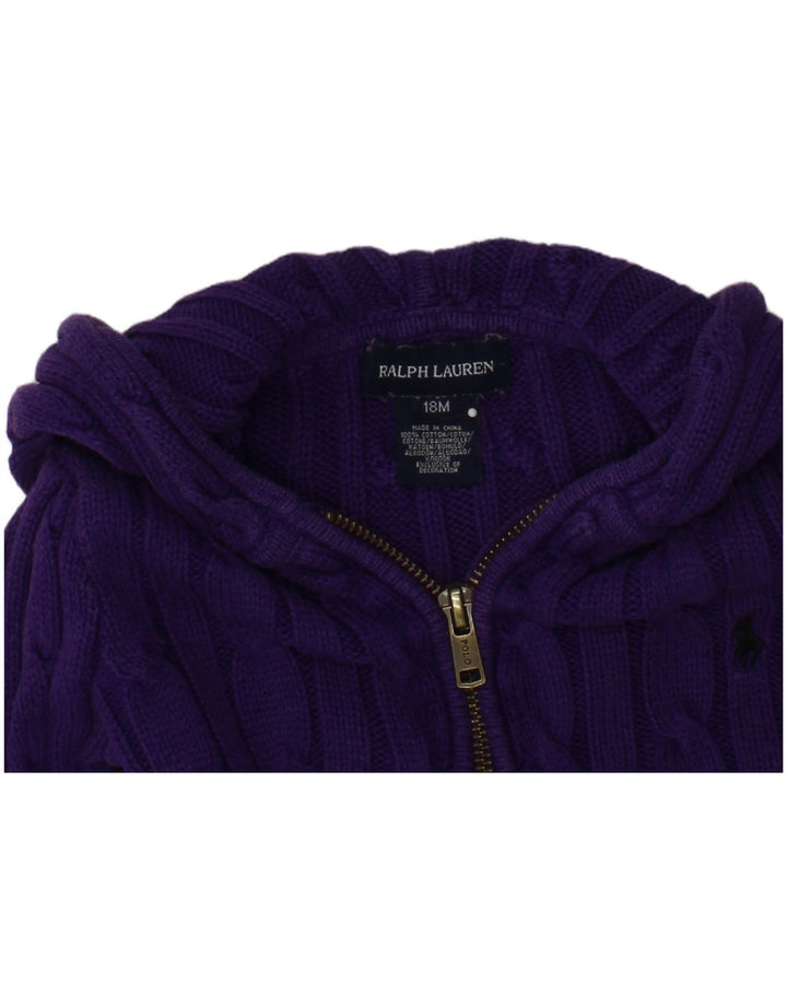 Suéter cardigã com capuz para bebês meninas RALPH LAUREN 12-18 meses algodão roxo