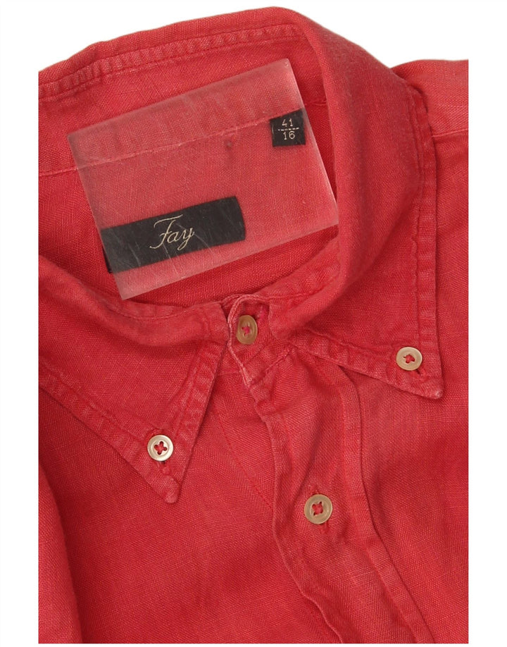 Camisa masculina Fay tamanho 41 16 grande linho vermelho