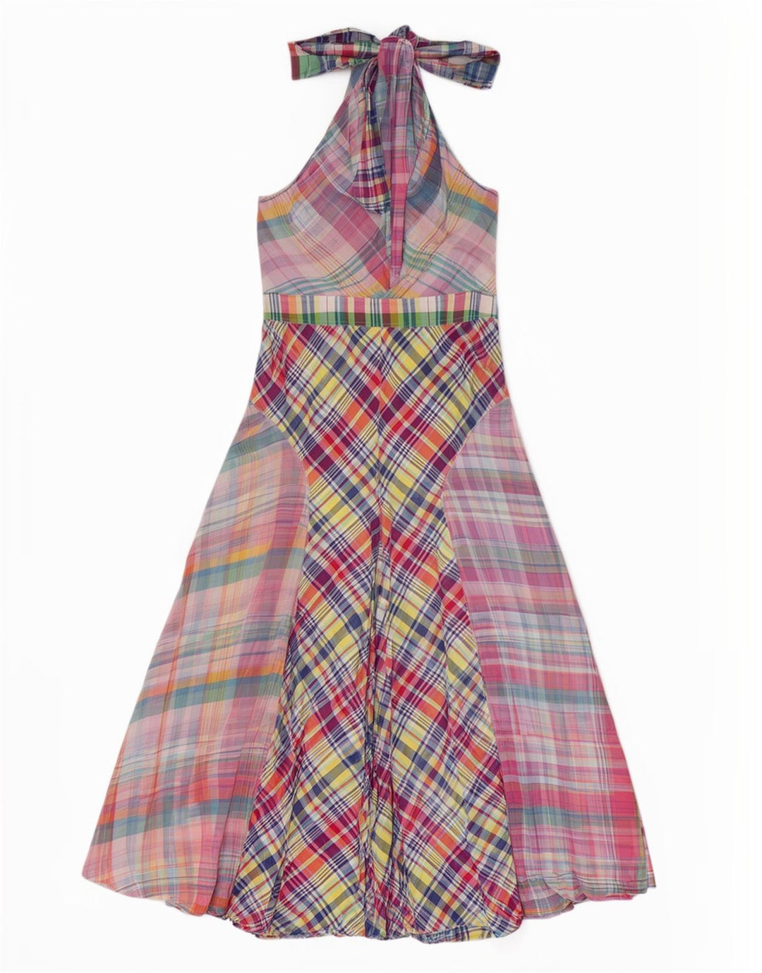 Vestido feminino Polo Ralph Lauren frente única EUA 10 grandes retalhos multicoloridos