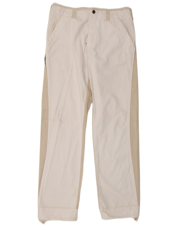 Calça chino reta masculina Murphy & Nye W34 L34 algodão colorblock branco