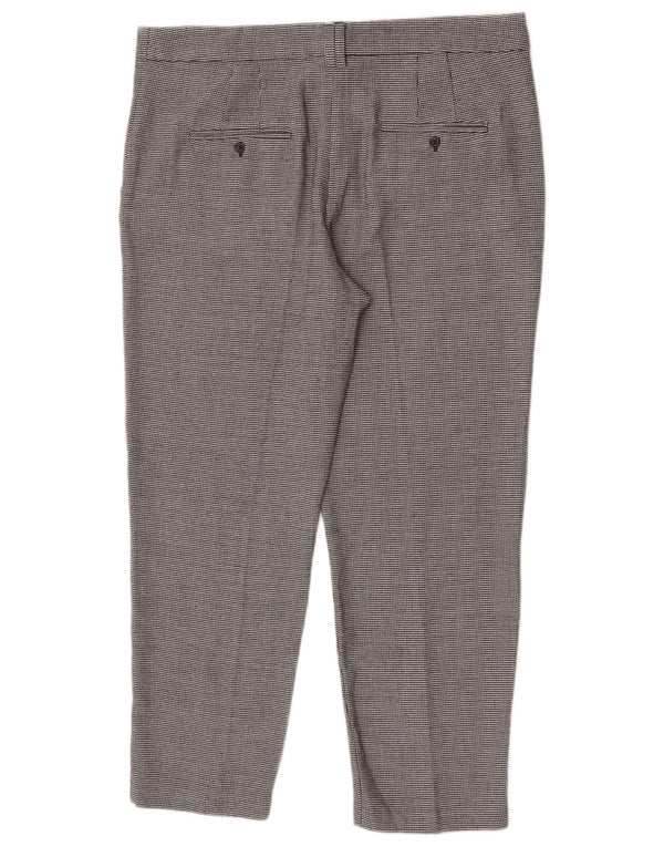 Calças cortadas femininas Marks & Spencer UK 14 grandes W34 L26 pretas geométricas