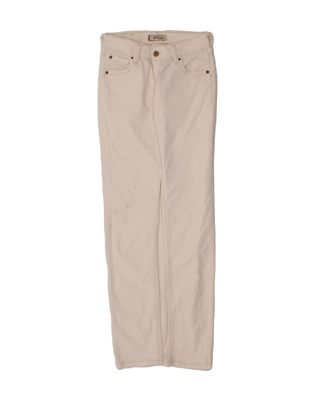 LEVI'S Womens 571 Slim Fit Slim Jeans W30 L34 White Cotton Classic Vintage Levi's and Second-Hand Levi's from Messina Hembry 
