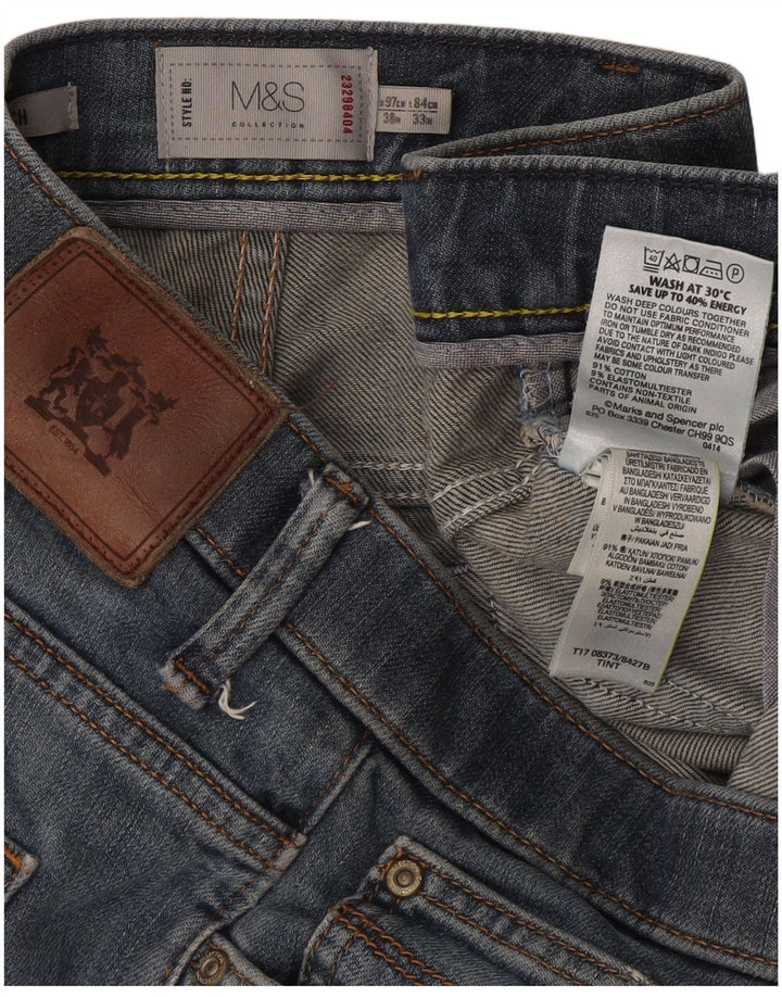 Jeans Marks & Spencer masculino regular fit reto W38 L33 algodão azul