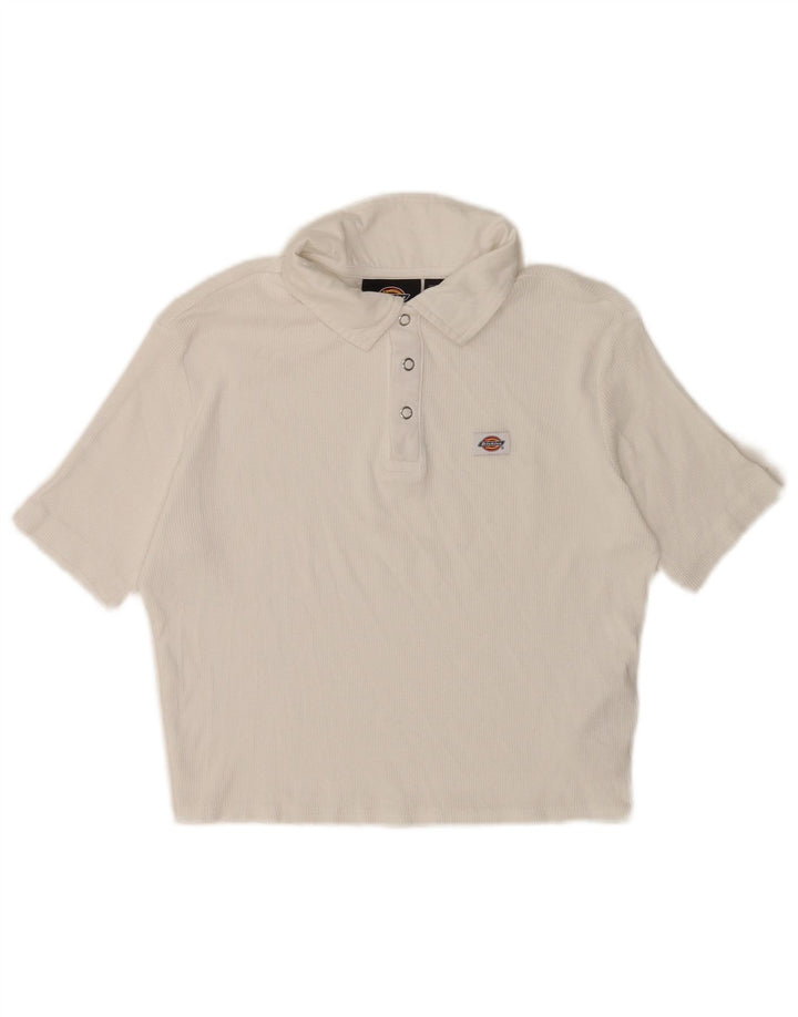 Camisa polo feminina DICKIES Reino Unido 12 algodão branco médio