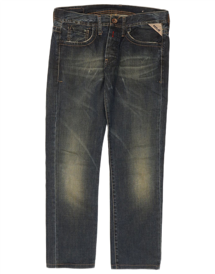 Replay Jeans reto feminino W32 L29 azul marinho algodão