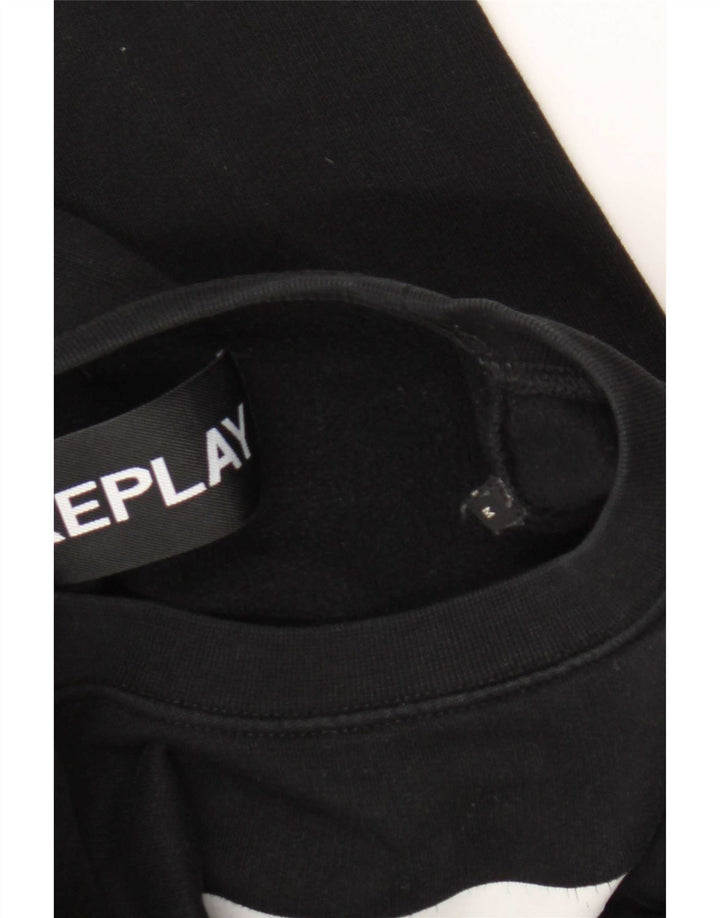 Replay moletom gráfico masculino jumper médio preto