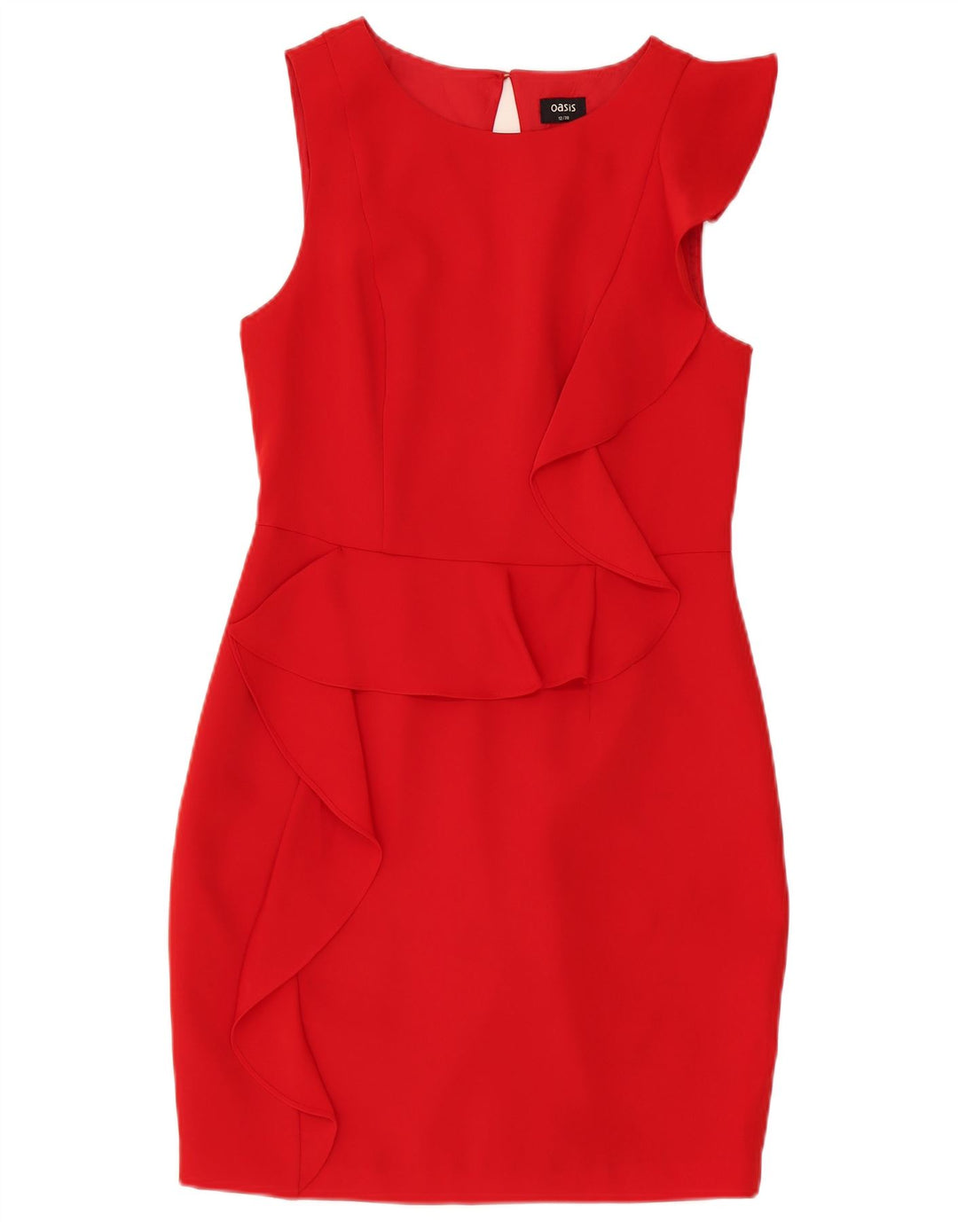 Vestido feminino Oasis sem mangas com bainha UK 12 poliéster vermelho médio