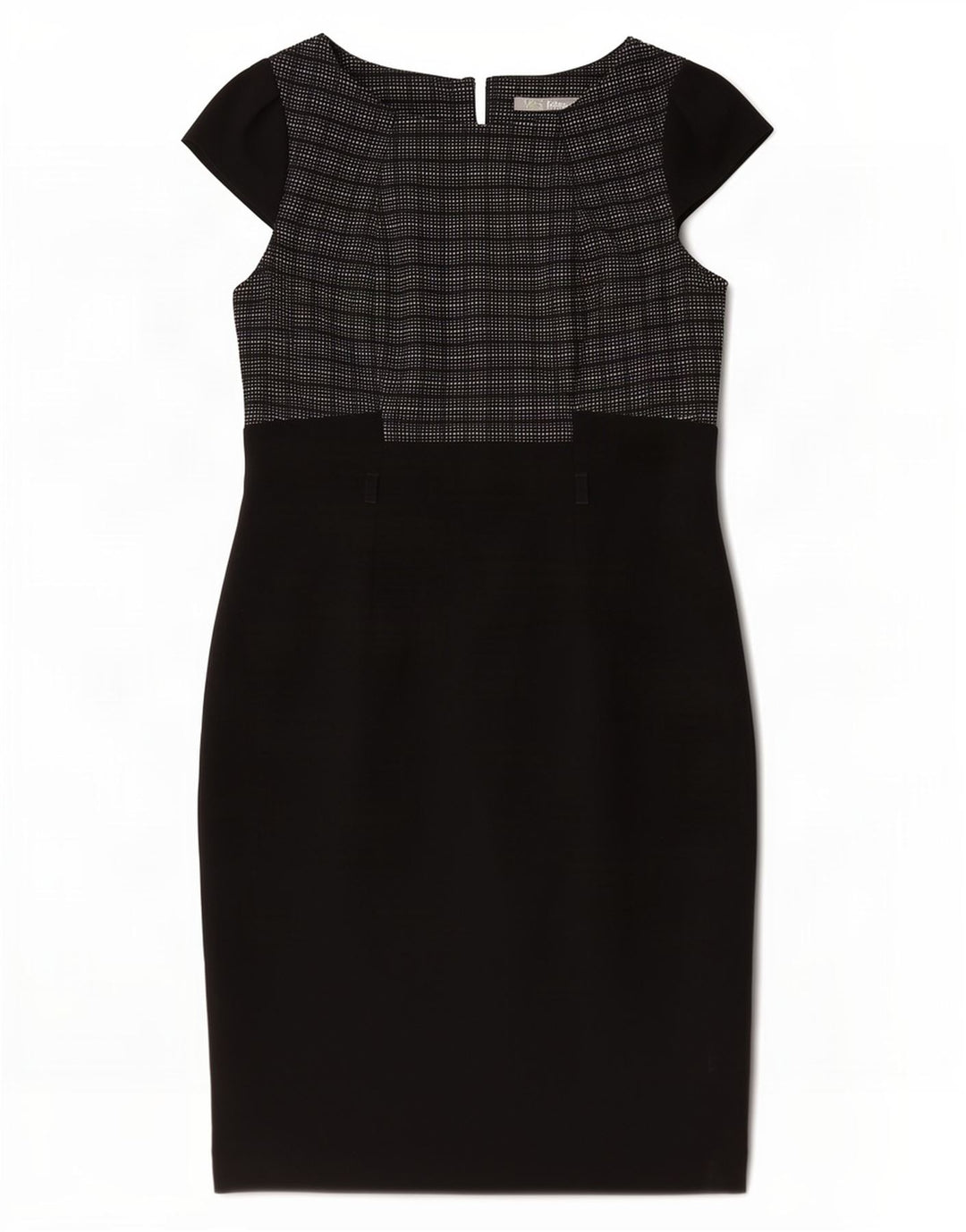 Vestido bainha feminino Marks & Spencer Reino Unido 14 poliéster xadrez preto médio