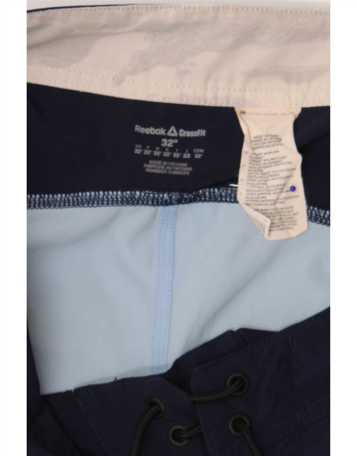 Shorts de natação masculinos Reebok Graphic médio azul colorblock nylon