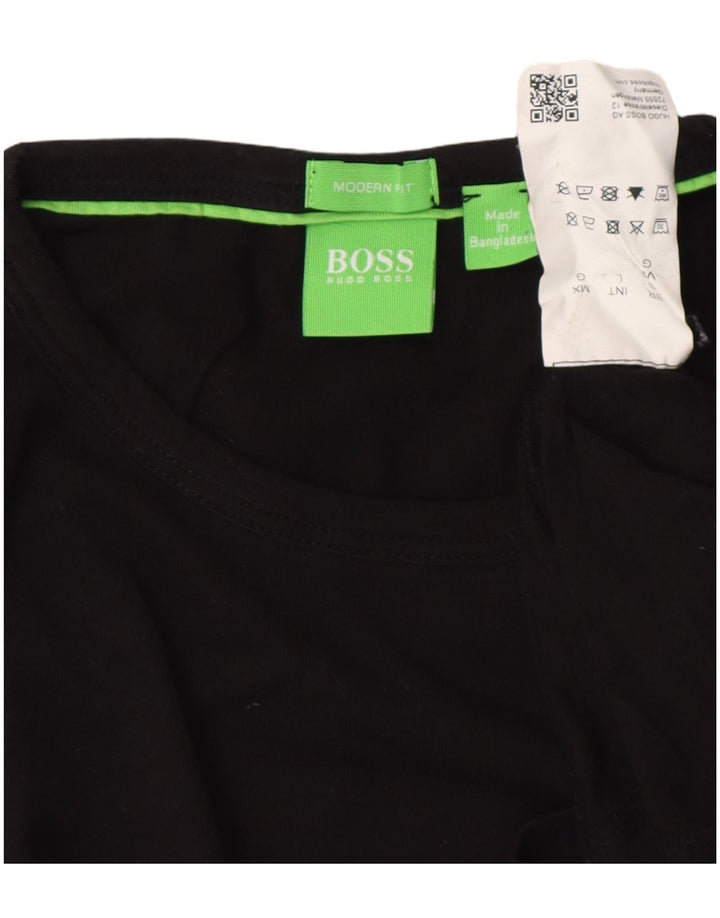 HUGO BOSS Camiseta masculina moderna de ajuste gráfico top grande preto